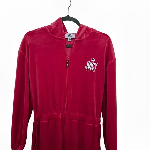 Juicy couture fuchsia hot pink velour retro jumpsuit hooded y2k small s like new - Picture 6 of 7